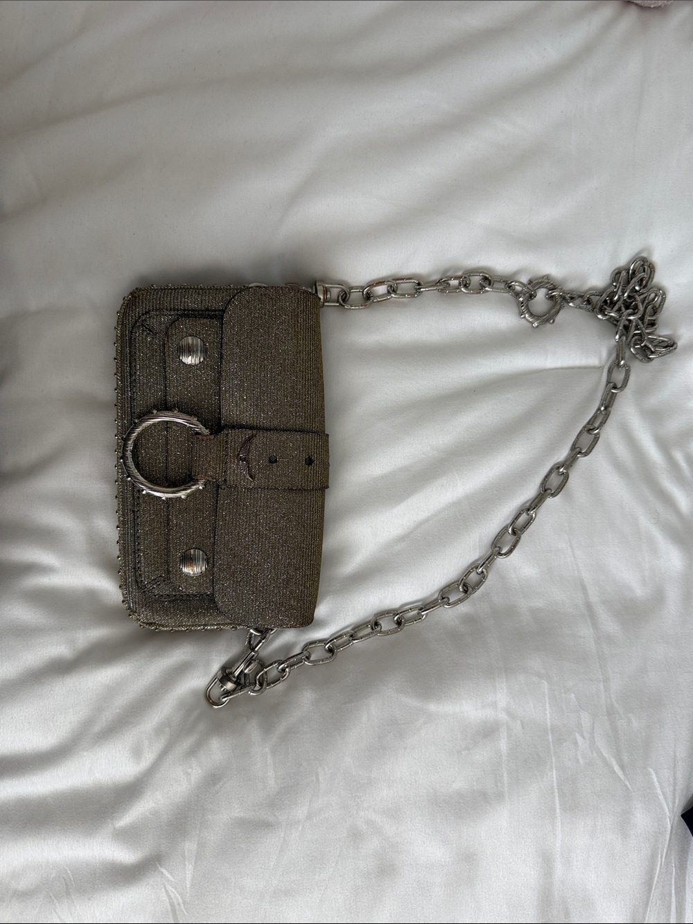 Metallic Zadig & Voltaire x Kate Moss Silver Chain Crossbody Bag